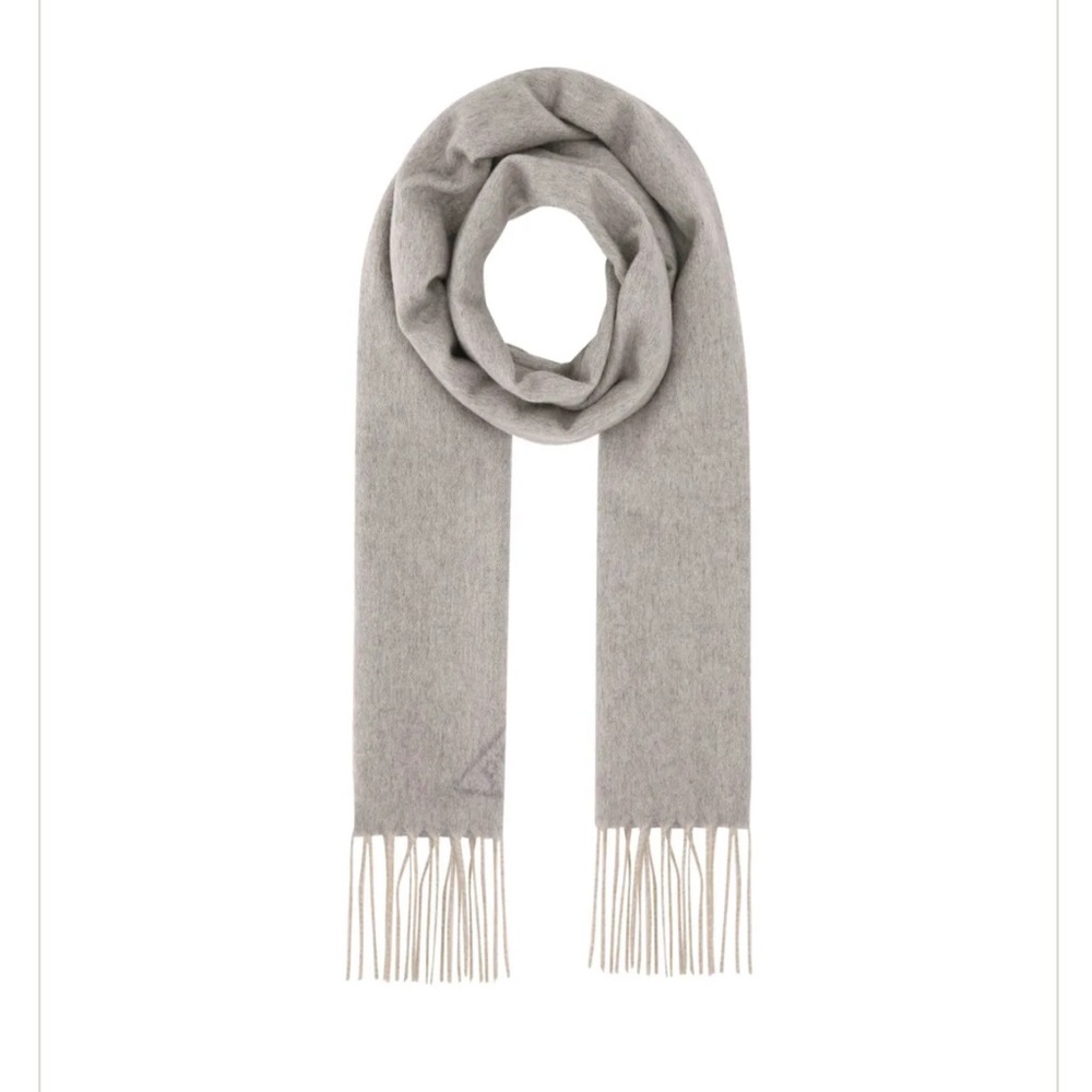 PRADA***100% Cashmere Nude and Gray and Reversible Scarf w/ Fringe***$1820 - Picture 7 of 9